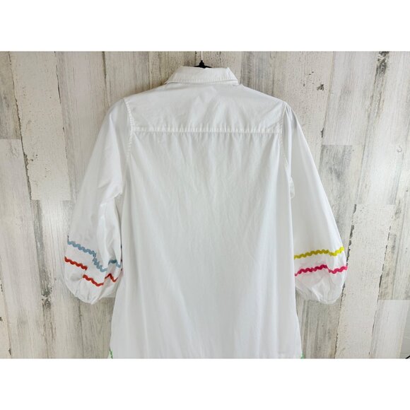 Ann Mashburn Sz S Isla Maxi Shirtdress Dress White Ric Rac - Picture 15 of 16